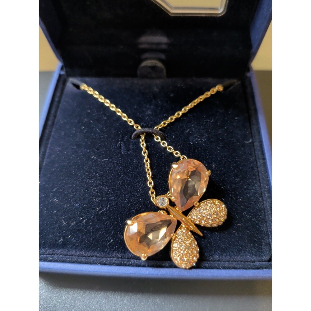 Swarovski  Champagne Aliza Butterfly Yellow Gold Plated Necklace Pendant